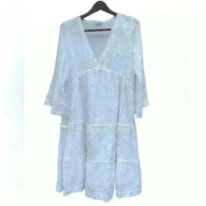 Talisman
Zelda V-Neck Floral Embroidered Tiered Hem Midi Dress 100%cotton, lined